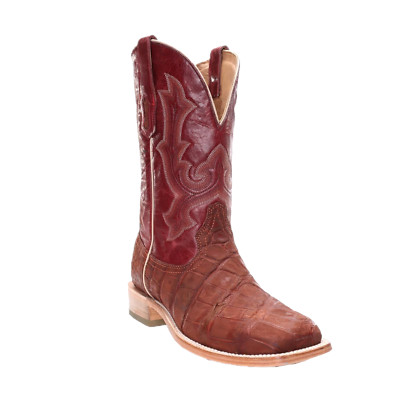 Corral Men's Cognac Red Alligator Wide Square Toe Western Boots A4222