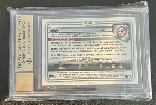 2020 Bowman Chrome Auto Refractor Ref ANTHONY VOLPE Rookie RC /499 BGS 9.5/10 - Picture 4 of 4