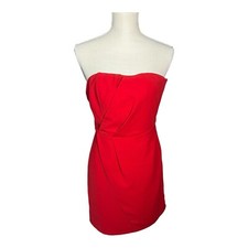ABOUT US Women's Strapless Red Cocktail Party Dress Small Side Zip Polyester