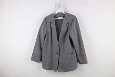 Vintage 90s Streetwear Womens 14 Houndstooth Knit One Button Blazer Jacket USA
