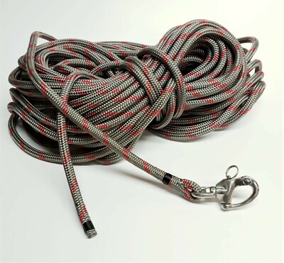 Halyard rope 10mm 30m Polyester Braid on Braid Swivel Snap Shackle