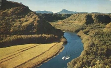 Aerial View Boat Wailua River Garden Isle Kauai Largest River Hawaii Postcard
