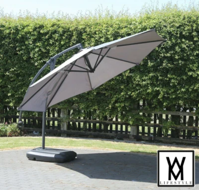 3m Cantilever Parasol W/Base, High Qaulity, Two Colours, In Stock, Fast Delivery