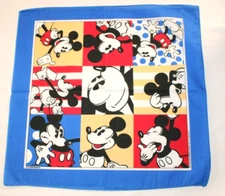 VTG Color Block Walt Disney Mickey Mouse Woronowicz 50/50 Handkerchief Bandana