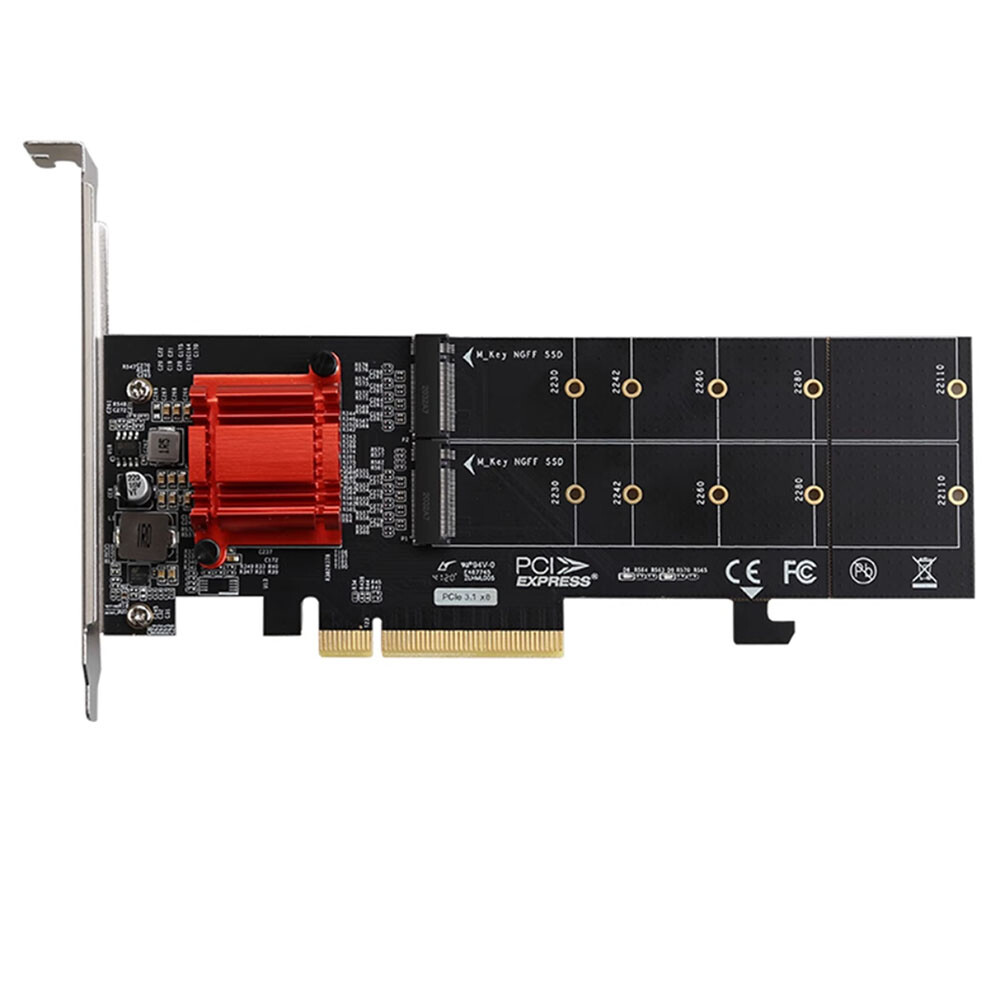 Dual M.2 NVMe PCIe Adapter PCI-E3.1 X8 ASM2812 Expansion Card | eBay