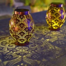 Solar Lanterns Outdoor Waterproof Retro Hollowed-Out Solar Garden Lights Pack...