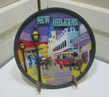 Vintage New Orleans The French Quarter Souvenir Collector Plate 3 D Relief 