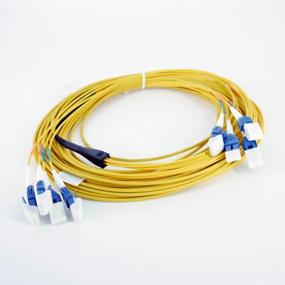 Glasfaser LWL Breakoutkabel 20m 4 LC-4LC yellow Singlemode Quickflip LCR 8 Faser