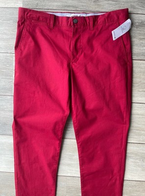 LACOSTE MEN'S RED SLIM FIT CHINOS TROUSERS PANTS HH9553 00 476 - 34\