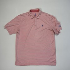 Johnnie O Prep-formance Polo Shirt Mens Large Pink White Striped Preppy Modern