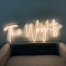 LED The Wrights Neon Sign Light Dimmable Home Room Wall Decor Nightlight Gift