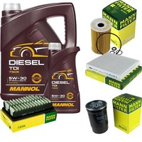 MANN-FILTER Inspektionspaket Mannol 6L Diesel Tdi 5W-30 FüR Kia Soul 1.6 Crdi