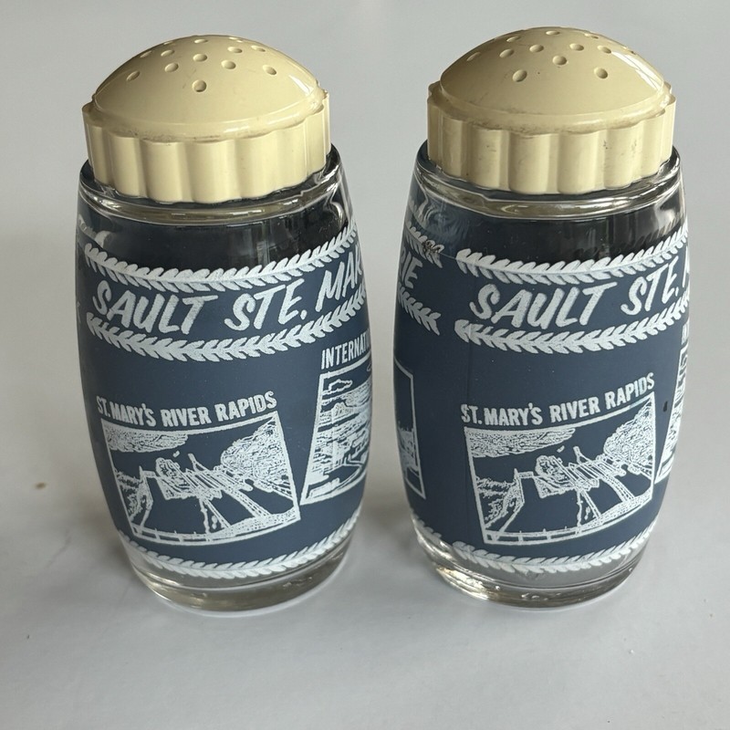 Vintage Salt St. Marie Souvenir Salt & Pepper Shakers 3 1/4”