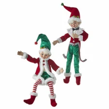 RAZ Christmas Elves Red and Green - Set of 2 (FREE SHIPPING)