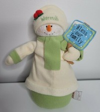 Table Top Warmth Snowman BLESS OUR FAMILY Decorative Gund Plush Figure Christmas