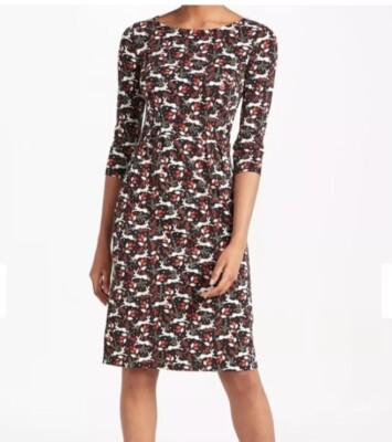 Boden Cotton Woodland Bunny Pullover Sheath Shift Dress Size US 4 Long
