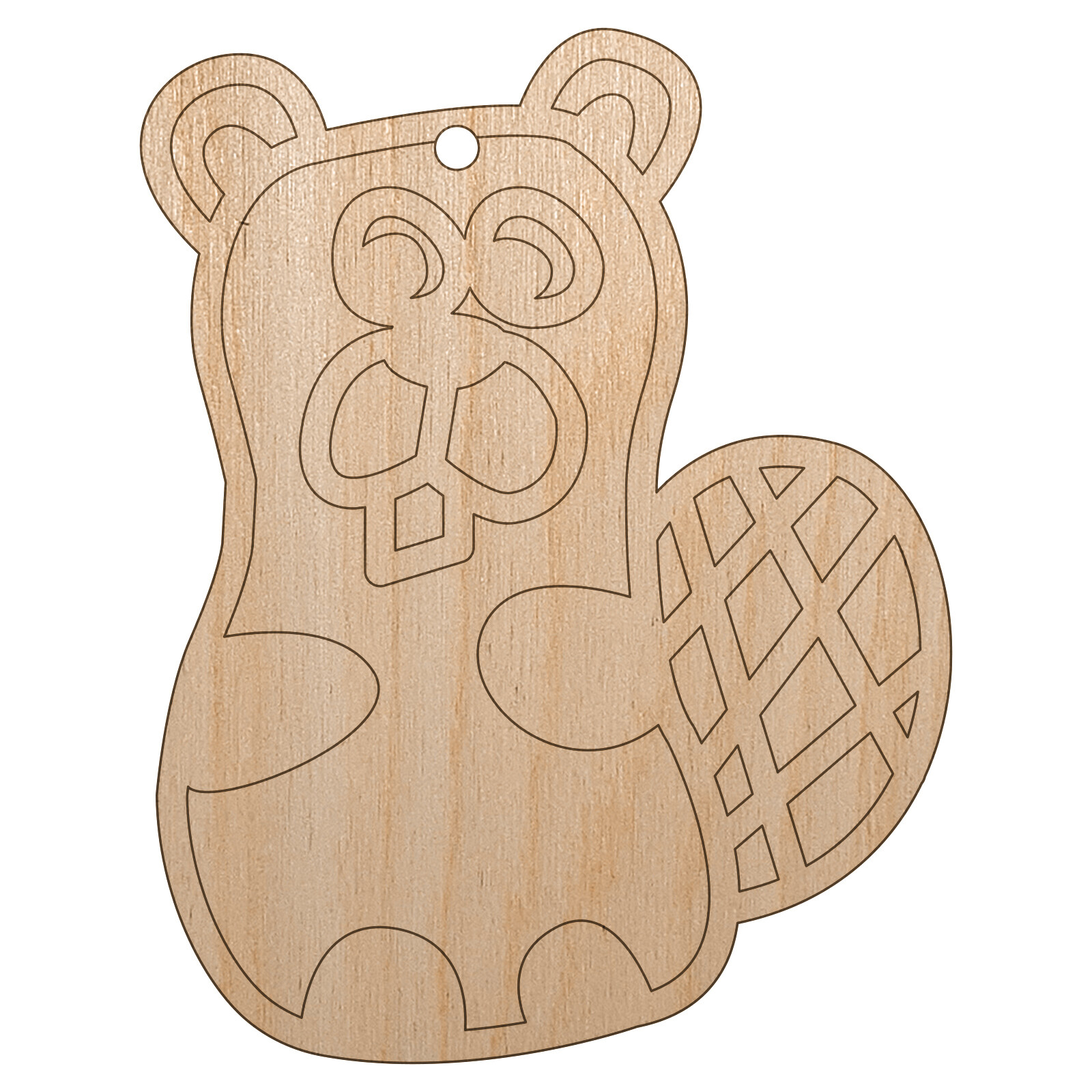 Silly Beaver Doodle Unfinished Wood Christmas Tree Ornament DIY Craft