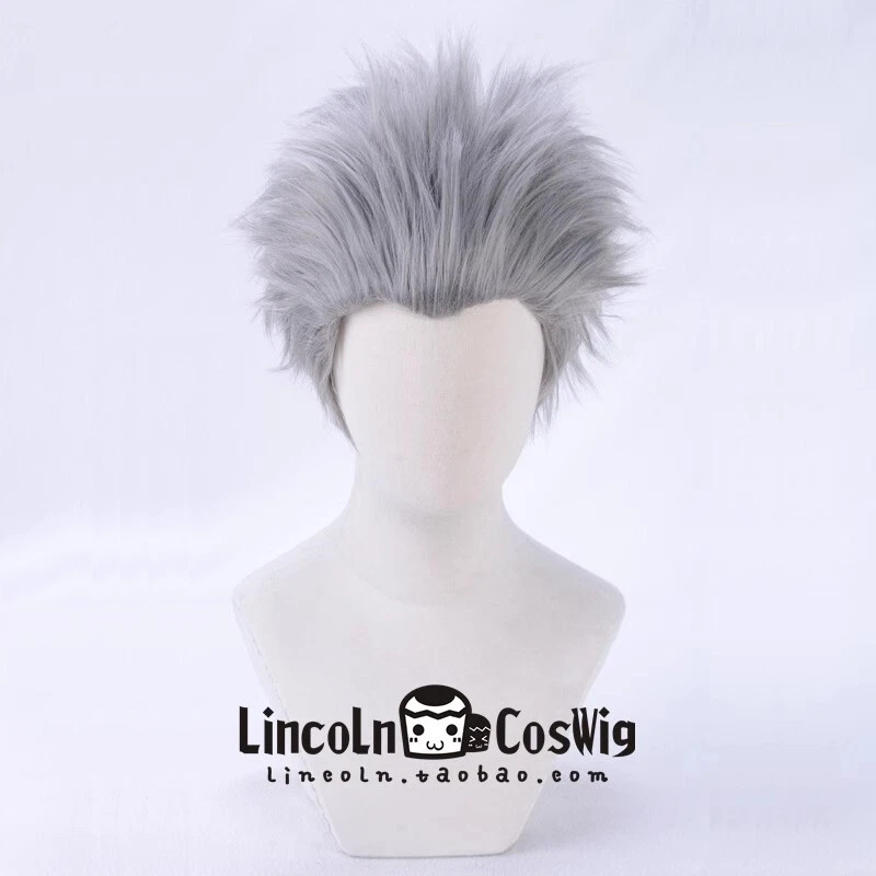 Devil May Cry 5 Vergil Cosplay Silver Gray Slicked-Back Wig Short Hair W/Hairnet - Image 2 of 4
