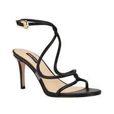 Women's Nine West Emerila Strappy Stiletto Dress Sandals Black/Clear