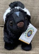 Conservation Critters Wildlife Artists SKUNK Black & White Plush 8" Stuff Toy