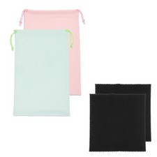 Ski Goggle Bag, Microfiber Bag with Cleaning Cloth 2 Pcs Pink/Light Green