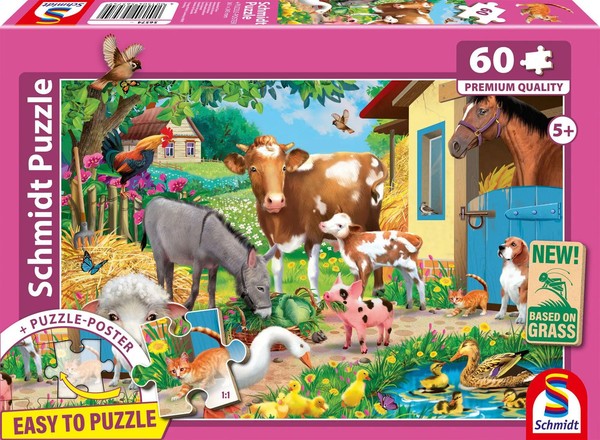 Bauernhof Tiere | Kinderpuzzle Graspappe Standard 60 Teile | Spiel | 56574-image
