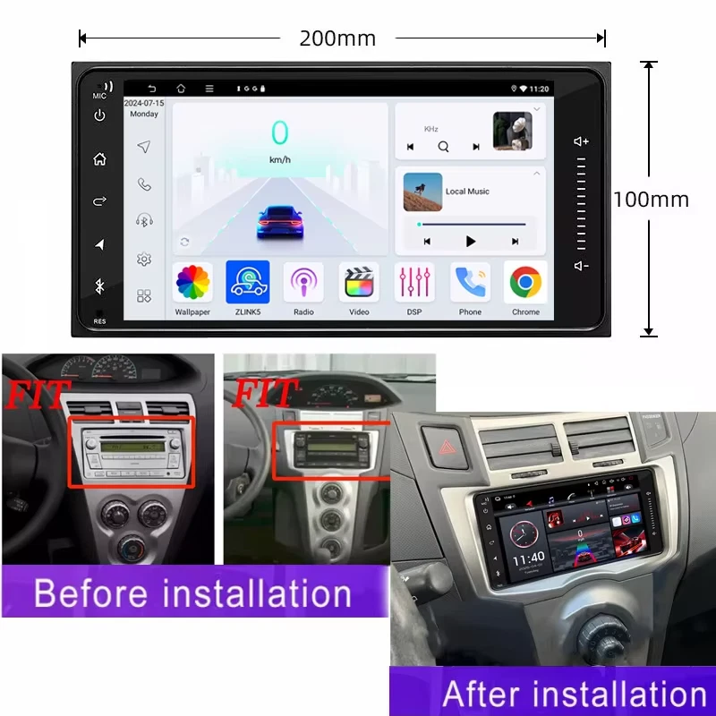 4-64GB wireless CarPlay Car Headset Upgrade Kit For Toyota Yaris (Vitz) 2005-11 - Изображение 3 из 4