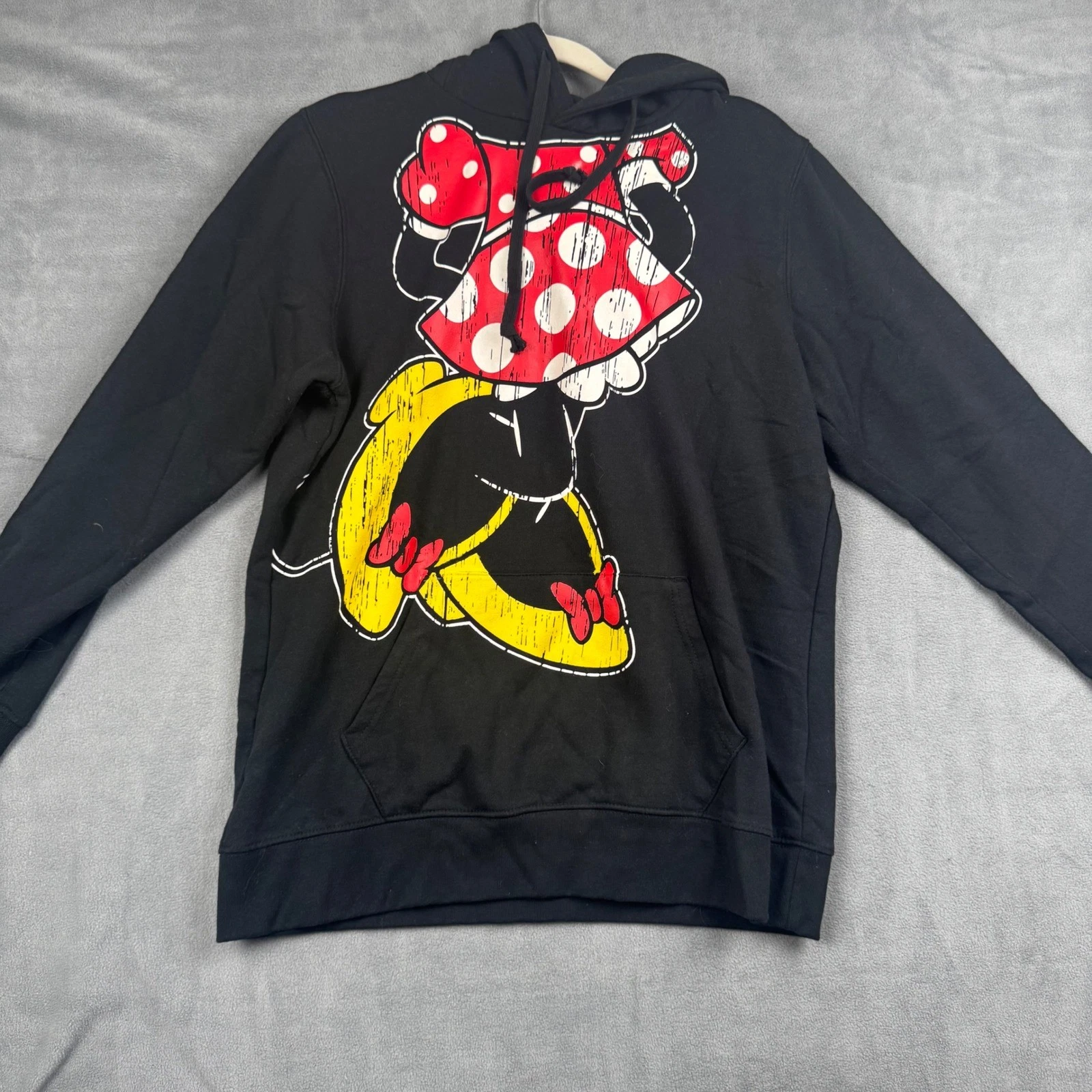 Disney Minnie Mouse Black Hoodie with Ears and Bow Graphic Pullover Sweatshirt