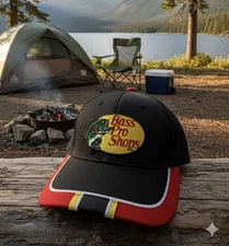 Bass Pro Shops Embroidered Logo Black Strapback Hat Cap - Brand New!