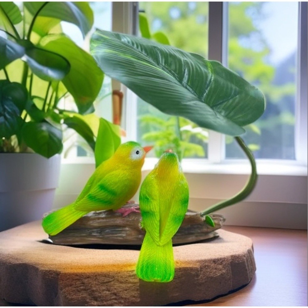 Lovebirds Harz Garten Ornament mit Blattschirm für Terrasse oder Balkon