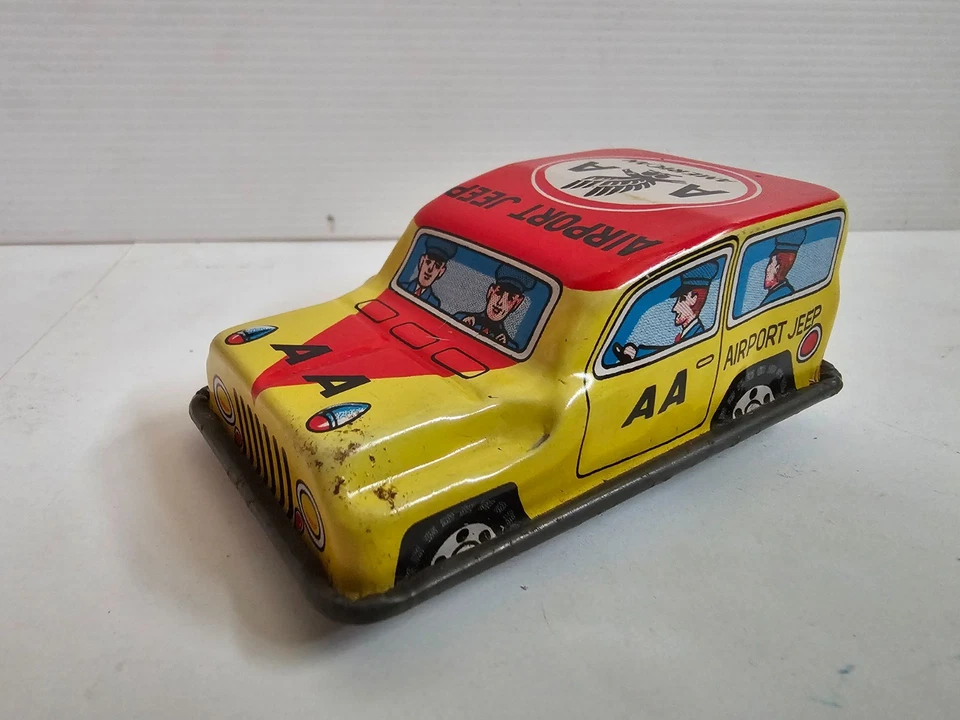 Bundle of Vintage Tinplate Toys Japan Puffing Billy Steam Car Airport Jeep - Image 2 of 4