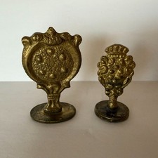 Vintage Brass or Metal Wax Seal Stamps Mixed Lot of 2 Fruit Eagle/Bird