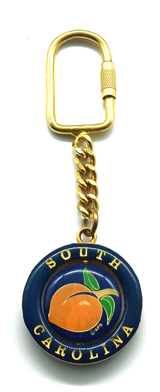 Vintage South Carolina Peach Revolving Keychain Keyring