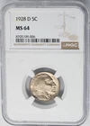 1928-D Buffalo Nickel 5c MS64 NGC 950854-8