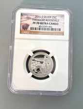 2016 S THEODORE ROOSEVELT SILVER 25C PF-70 ULTRA CAMEO NGC