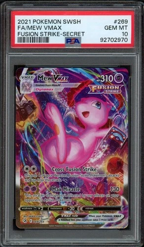 2021 Pokemon Fusion Strike Mew Vmax 269/264 PSA 10 Gem Mint Full Art Secret SWSH