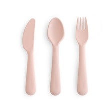 mushie Dinnerware Cutlery Set of 3 For Kids Made in Denmark Blush Blush