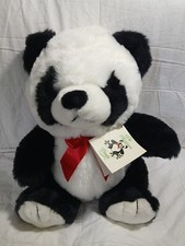Vintage Korea Excellent Plush Panda Bear Christmas 15"x12"x9" Original Tag