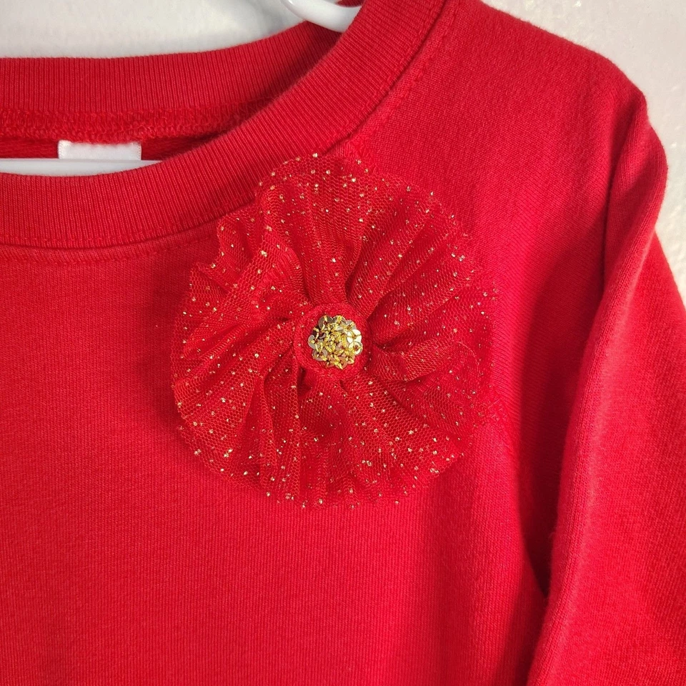 Vestido CARTER'S Rojo Lazo Algodón Vacaciones Manga Larga Tul Falda Niñas 6/6X  Foto 2 de 4