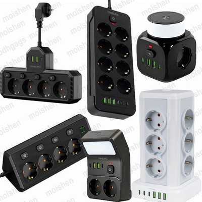 Steckdosenleiste mit USB 3-12 fach Ecksteckdose Mehrfachsteckdose Tisch Büro