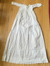Antique Embroidered Lace Christening Baptism Gown Edwardian Baby Dress Gorgeous