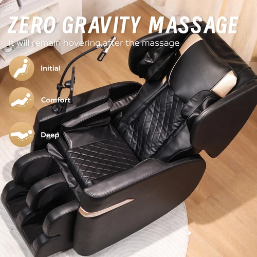 Full Body Massage Chair Black Zero Gravity Shiatsu Massage recliner w/5 Modes