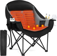 Heated Oversized Camping Chair - Heavy Duty Padded Folding Camping Chairs for Ad