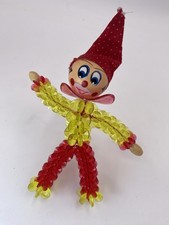 Vintage Beaded Clown Ornament Colorful Retro 1970s Handmade