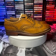 Grenson Stanley Brogue Chaussures Leather Wingtips Oxfords Tan Basse/Tan Sz 12