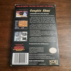 Genghis Khan (Nintendo NES, 1990) - Complete W/Map - Tested - Authentic