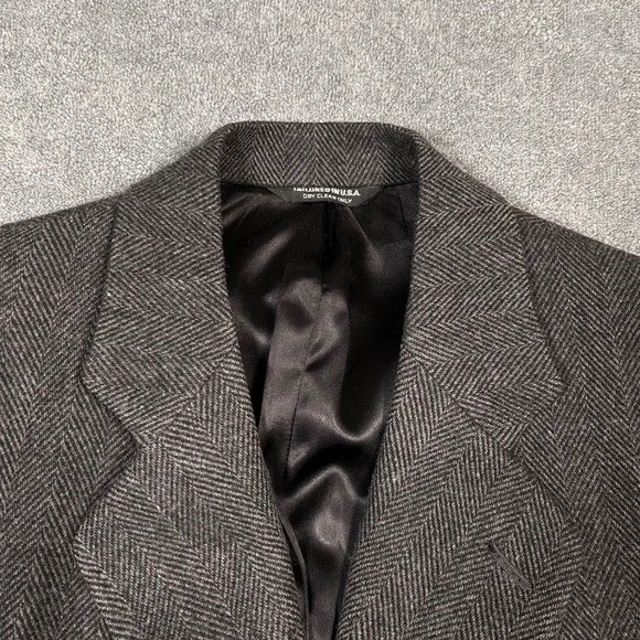 Christian Dior Monsieur Sport Overcoat Wool Herringbone Black Gray Men 46L VTG - Image 4 of 4
