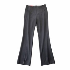 Escada Small Black Wool Center Pleat Wide Leg Professional Workwear Pant Slacks
