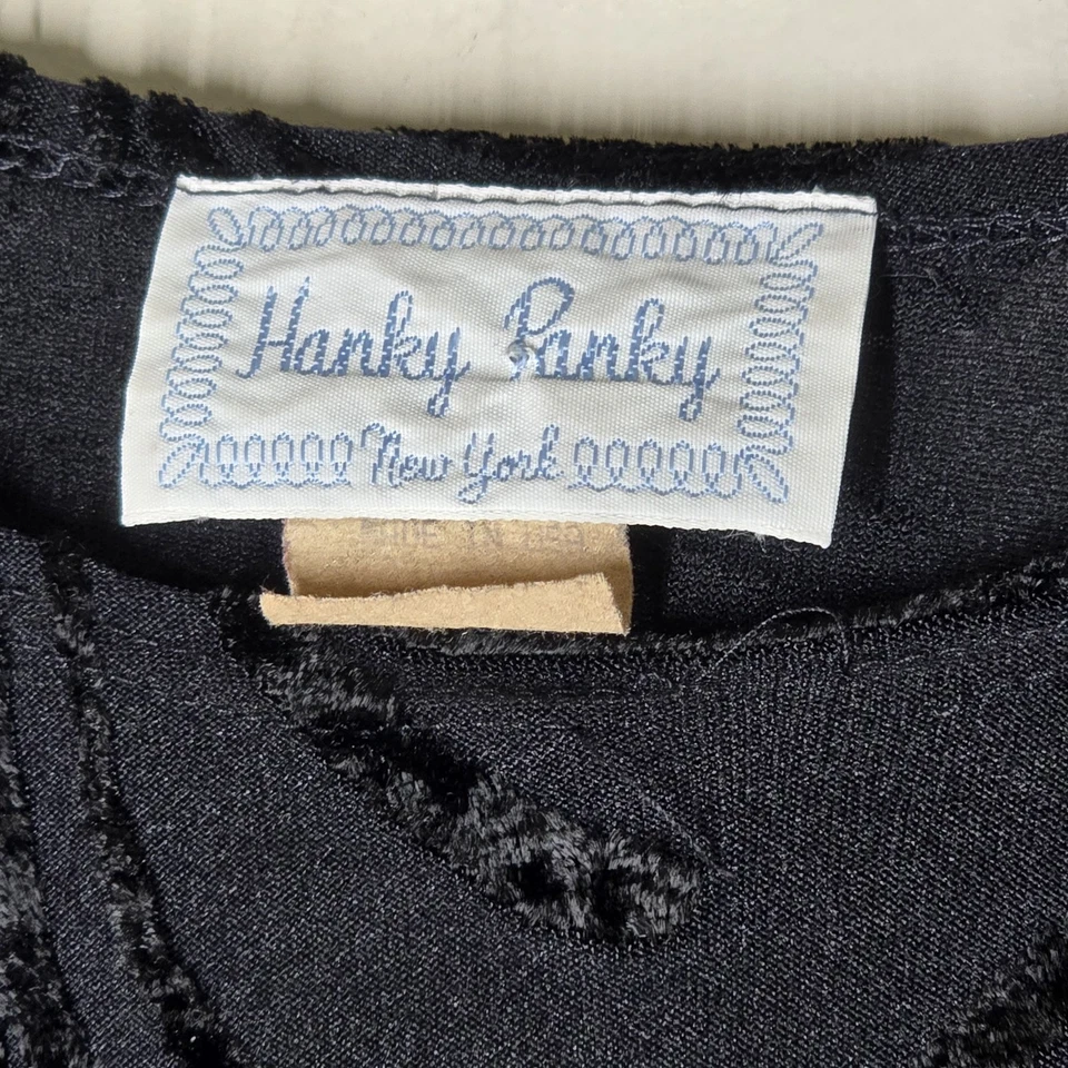Top Vintage Hanky Panky Mujer Talla M Negro Floral Burnout Terciopelo Gótico Capricho Foto 3 de 4