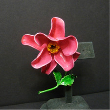 Vintage 3D Pink  Yellow Enamel Cupped Daisy Flower Pin Brooch